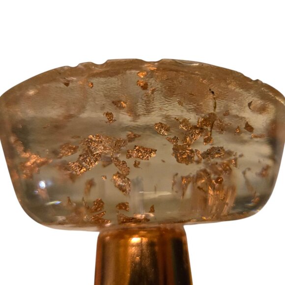 MCM Lucite Acrylic Candleholder Gold Flake Mid Century Candlestick Taper Holder - Picture 5 of 16